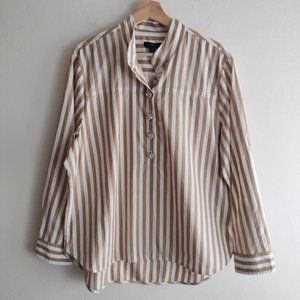 SALE! NWT JCrew Striped Blouse size 14 Latte White Fun Button details